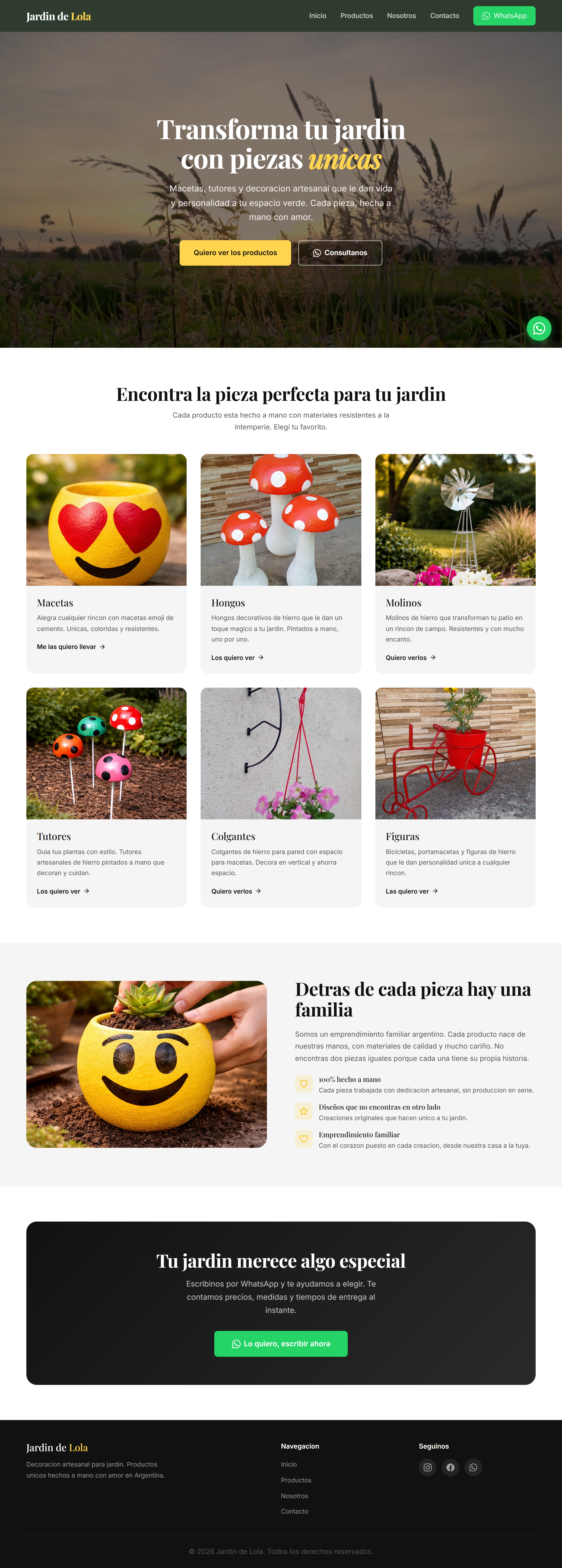 Tienda online El Jardín de Lola — e-commerce de decoración de jardín, desarrollado por ArgenCode